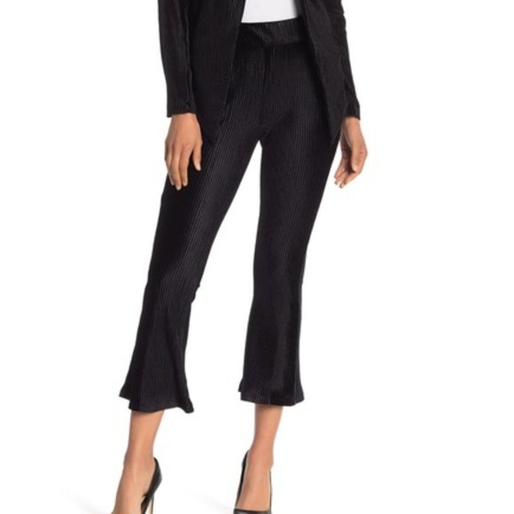 BCBGeneration Pants - BCBGeneration Black Solid Corded Flare Leg Pants